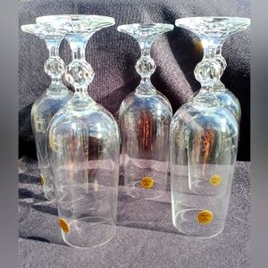Early Mid Century Bohemia Crystal Champagne Flutes - 1940s Crystal!!